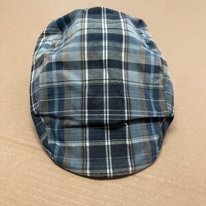Banana Republic Hat Adult Small/Medium Blue Plaid Cotton Driver Cap Newsboy